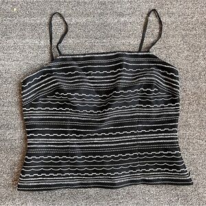 Ann Taylor Geometric Black and White Striped Women's Top size 12p